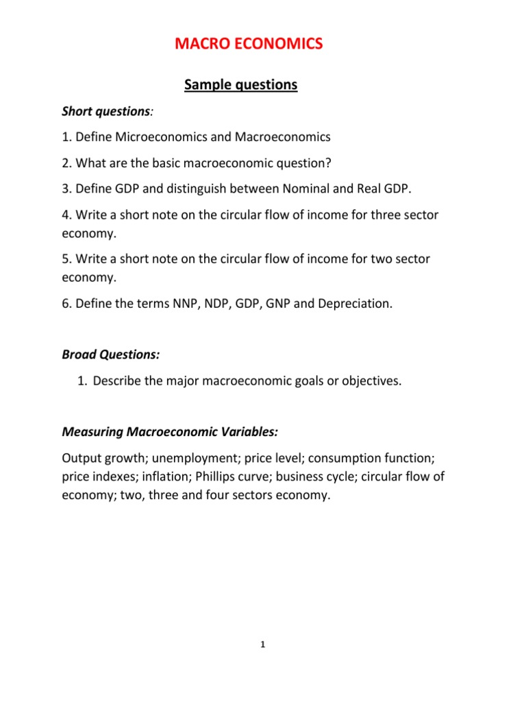 Key Concepts in Macroeconomics | PDF | Macroeconomics | Gross Domestic ...