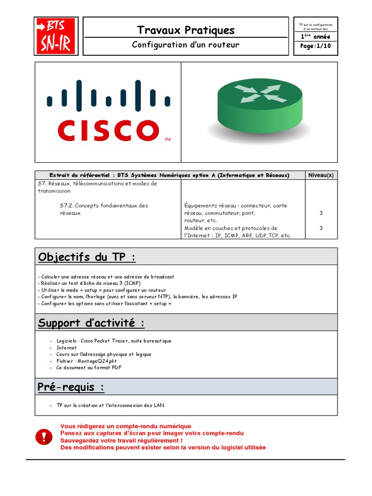 Comment Revenir En Arrière Sur Le Schéma Cisco Packet Tracer TP Sur La Configuration Routeur | PDF | Protocoles Internet | Serveur  (Informatique)