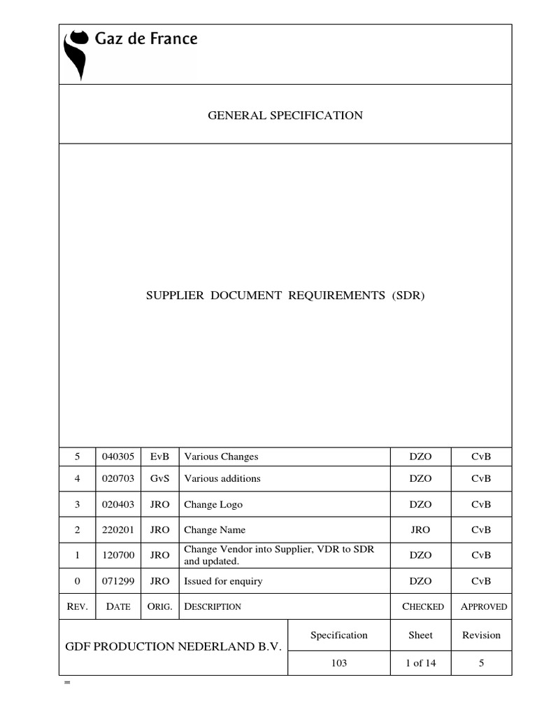 Supplier Document Requirements Overview | PDF | Specification ...