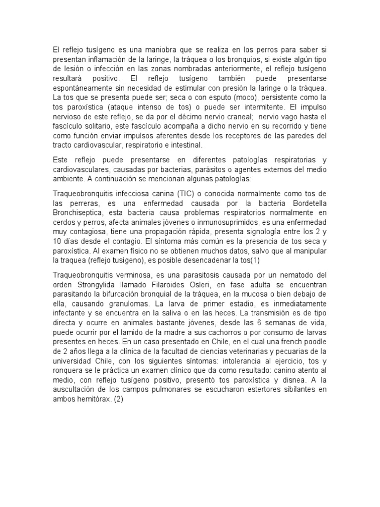 Reflejo Tusígeno en Perros: Diagnóstico y Patologías | PDF | Tos ...