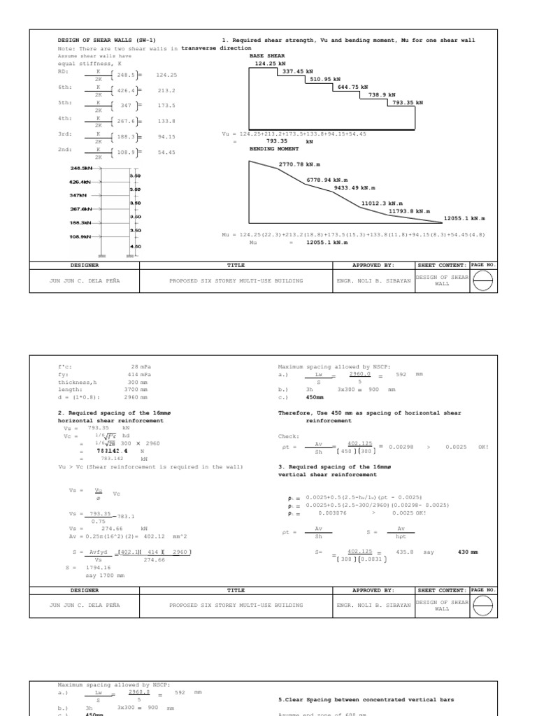 Shear Wall Design PDF Continuum Mechanics Classical Mechanics