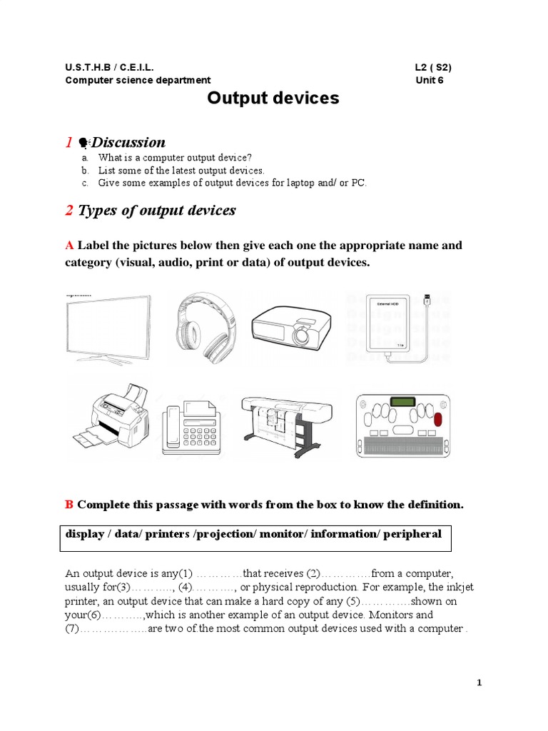 Computer Output Devices Examples