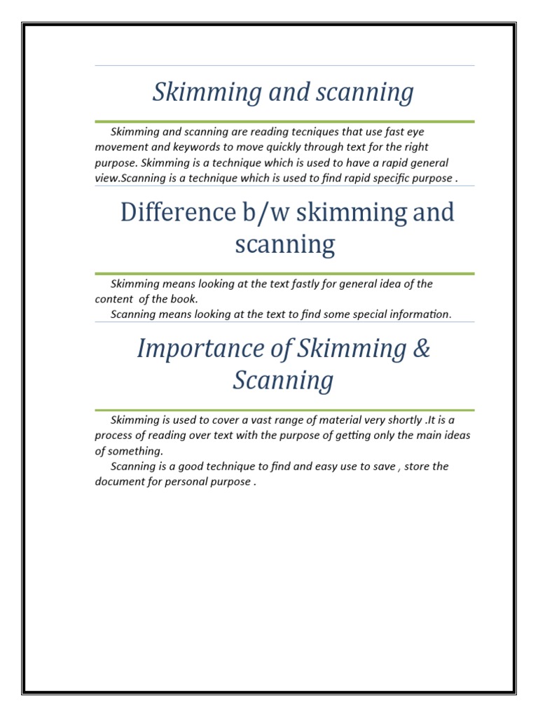 Skimming and Scanning | PDF | Computers