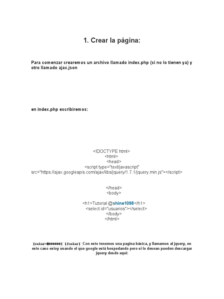Crear un Select con JSON y jQuery | PDF | J Query | Programación de ...