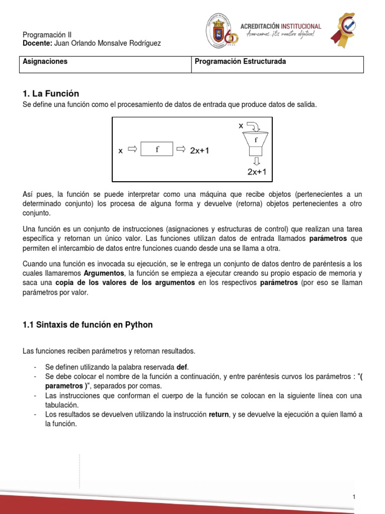 Funciones y Documentación en Python | PDF | Función (Matemáticas ...