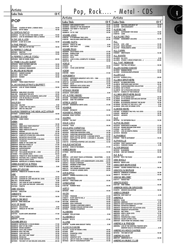 Pop, Rock.... - Metal - CDS: Artista Artista Artista | PDF | Music ...
