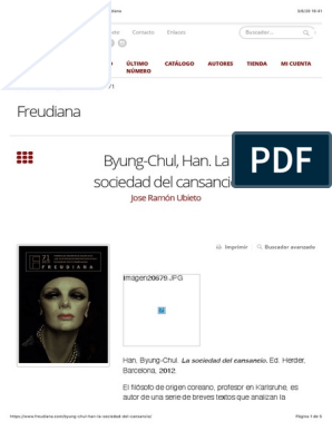 Ubieto-Byung-Chul, Han. La Sociedad Del Cansancio - Freudiana | PDF |  Jacques Lacan | Sigmund Freud