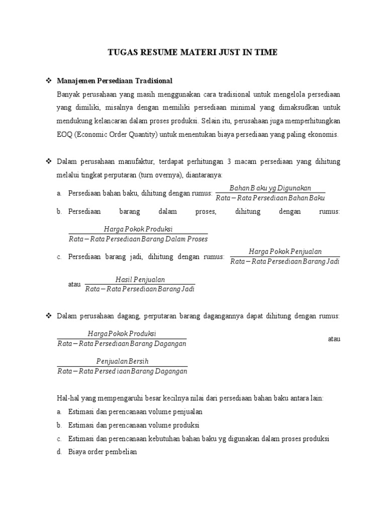 Manajemen Persediaan Just In Time | PDF