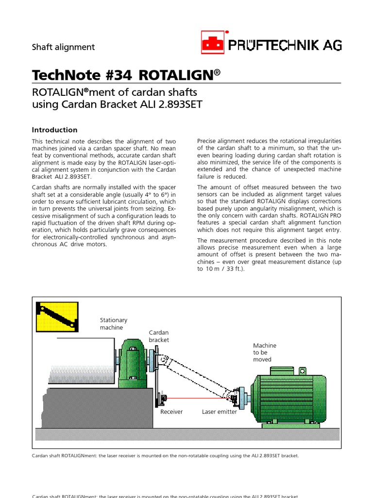 Technote #34 Rotalign: Rotalign Ment of Cardan Shafts Using Cardan Bracket  Ali 2.893set | PDF | Screw | Tools