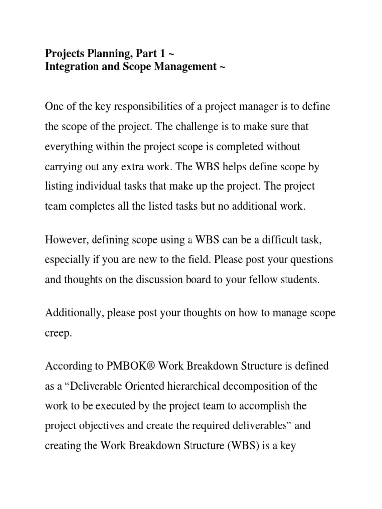 Integration and Scope Management | PDF | Project Management | Business