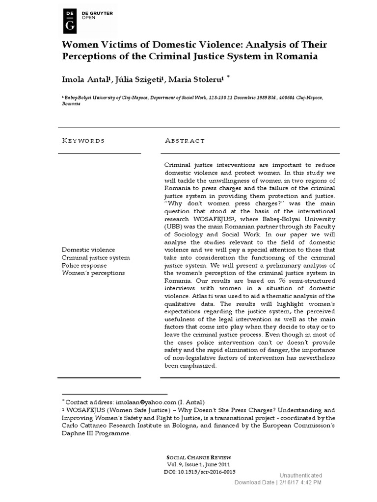 Women Victims of Domestic Violence Analysis of The | PDF | Domestic ...
