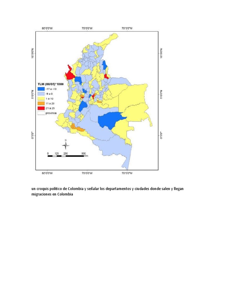 Un Croquis Político de Colombia y Señalar Los Departamentos y Ciudades