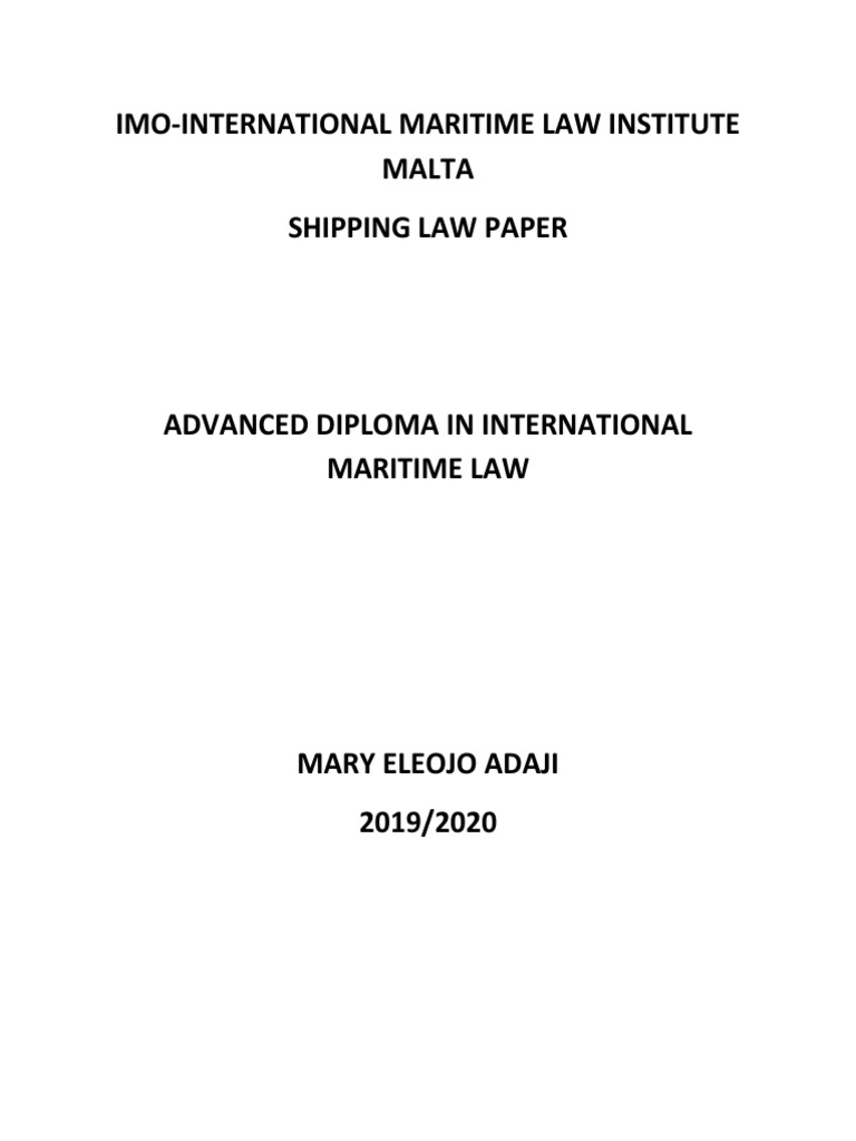 ImoInternational Maritime Law Institute Malta Shipping Law Paper Download Free PDF United
