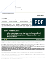 First 1,000 Days Law - The Best Christmas Gift of Duterte Administration To Filipino Mothers and Their Children - Department of Health Website
