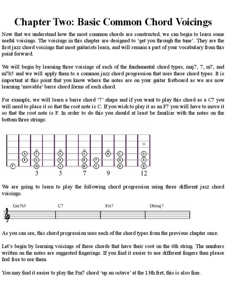 Basic Common Chord Voicings For Guitar PDF Chord (Music) Scale