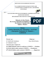 Analyse Financière Des Entreprises Cas D'une Entreprise Nationale de Peinture