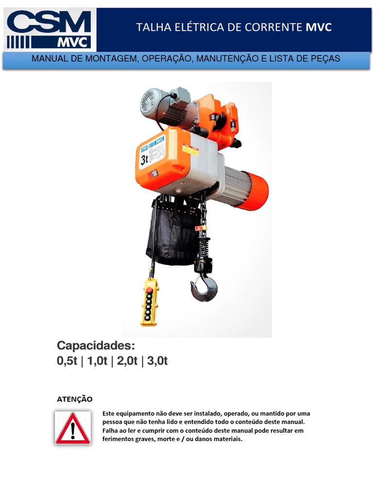 Manual Talha MVC | PDF | Freio | Corrente elétrica