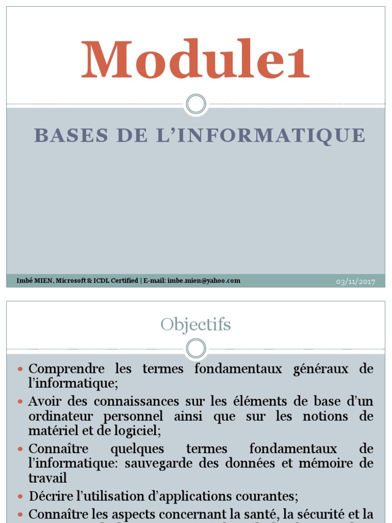 Introduction aux bases de l'informatique | PDF | Microsoft Office ...