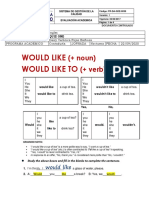 Would Like Would Like To: (+ Noun) (+ Verb)
