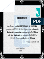 Certificado de Curso de Rotinas Administrativas