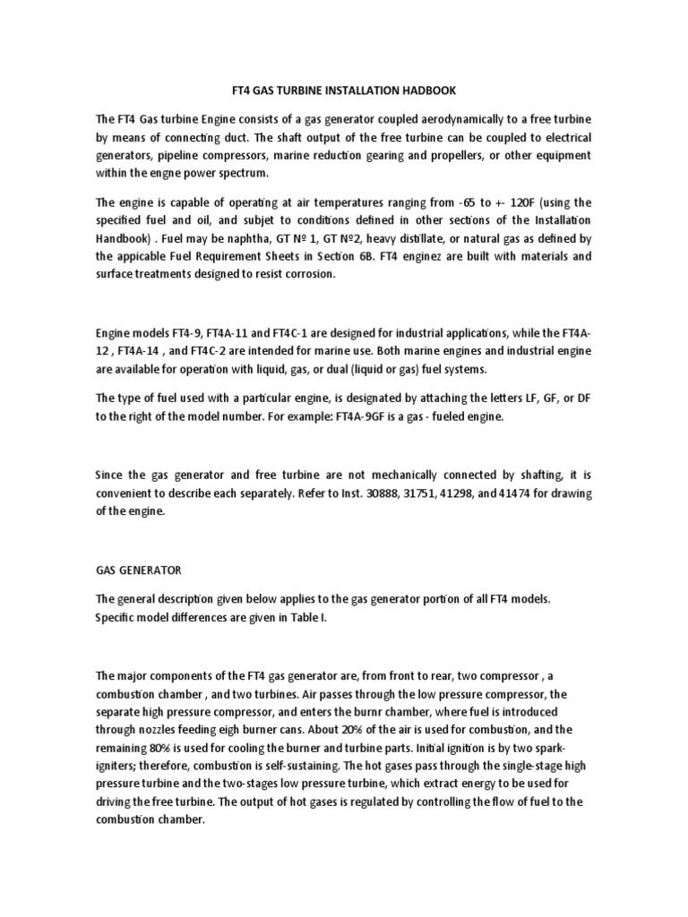 An Overview of the FT4 Gas Turbine Engine and its Major Components for ...