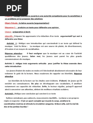 1as Entrainement A L Ecrit Projet Lettre Ouverte Pdf Science Science Et Technologie