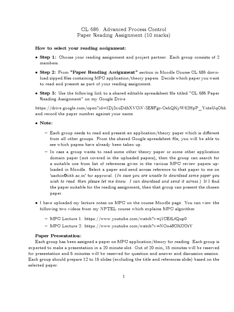 CL 686 Advanced Process Control Guide | PDF | Cognitive Science | Cognition