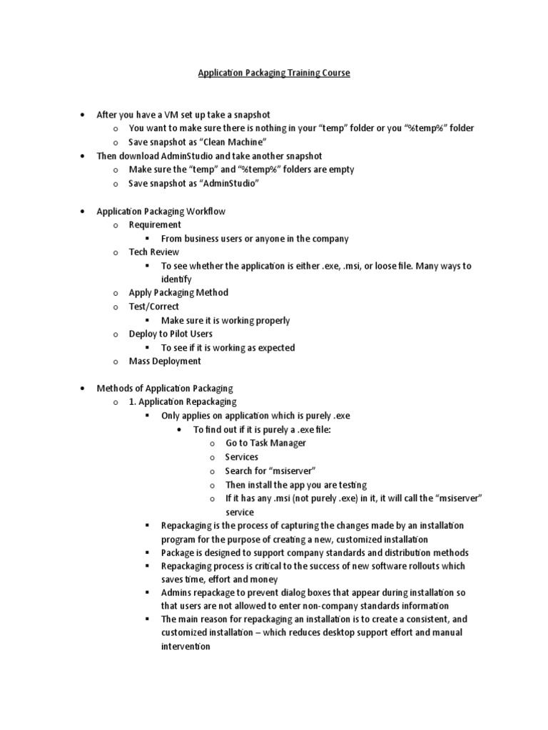 Application Packaging Training Overview | PDF | Windows Registry ...
