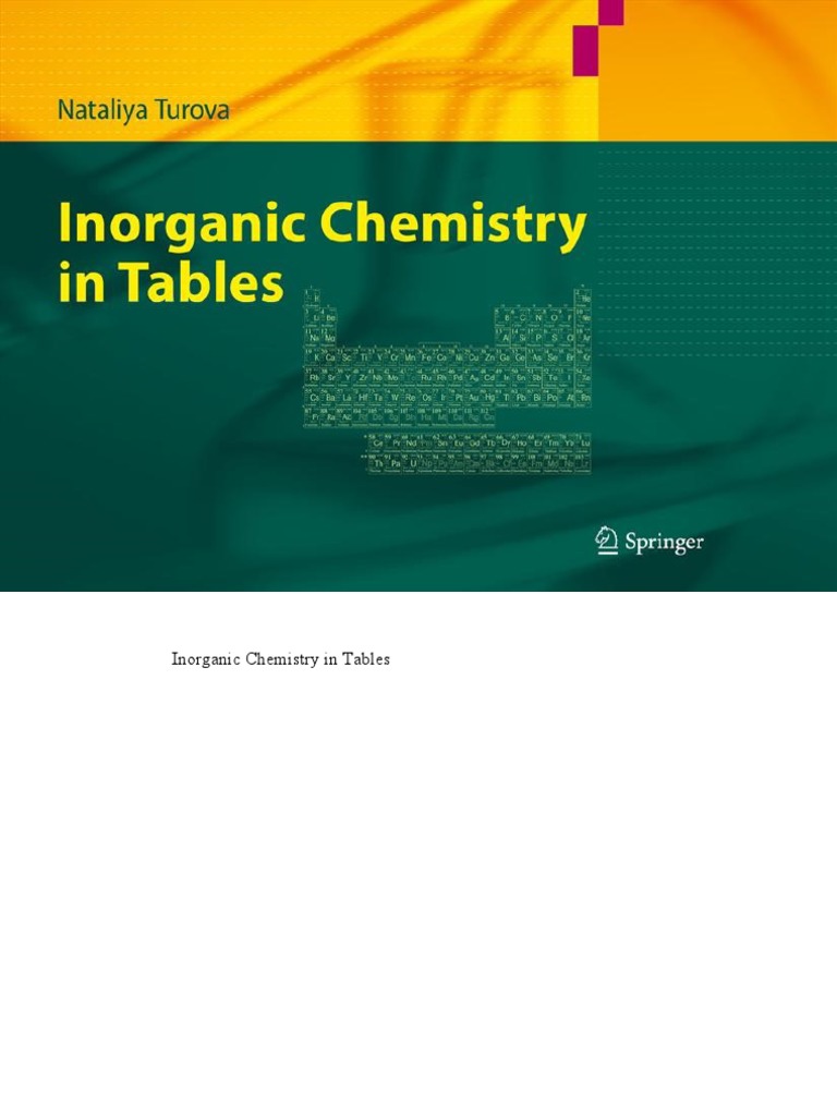 2011 Quimica Inorganica En Tablas Turova N Copyright Chemistry