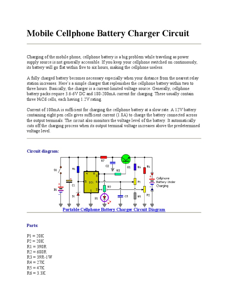 Qa 00187 Mobile Charger Circuit PDF Battery Charger