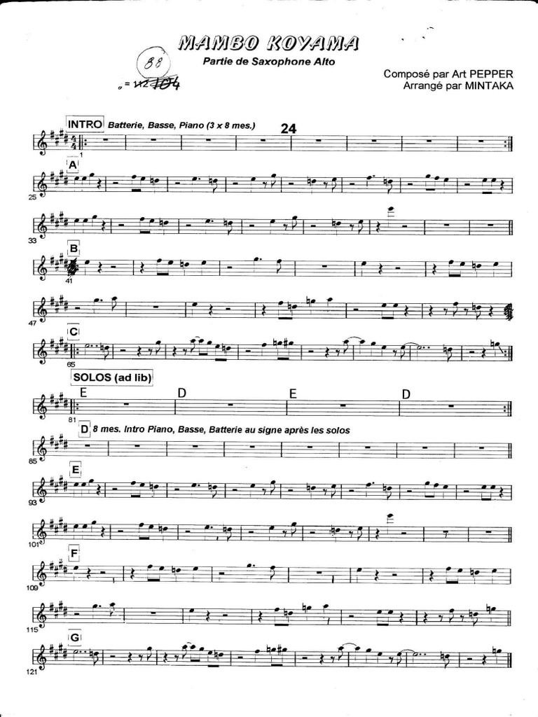 Mambo Koyama (Art Pepper) 78 Alto Sax | PDF