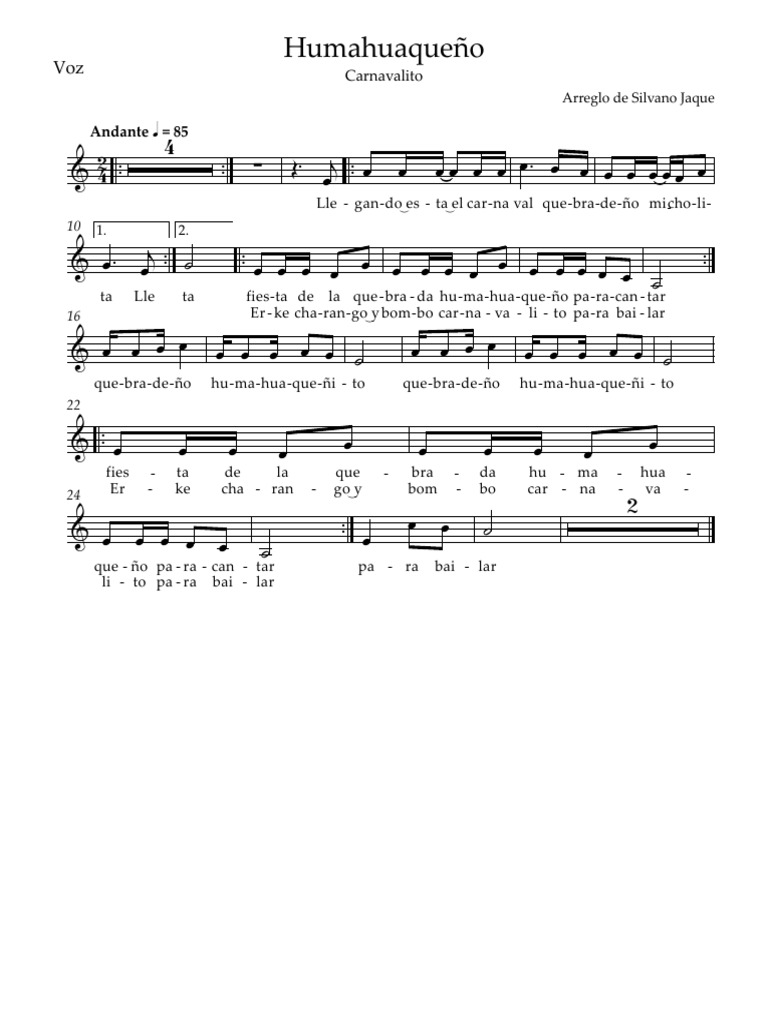 Humahuaqueño - Voz | PDF
