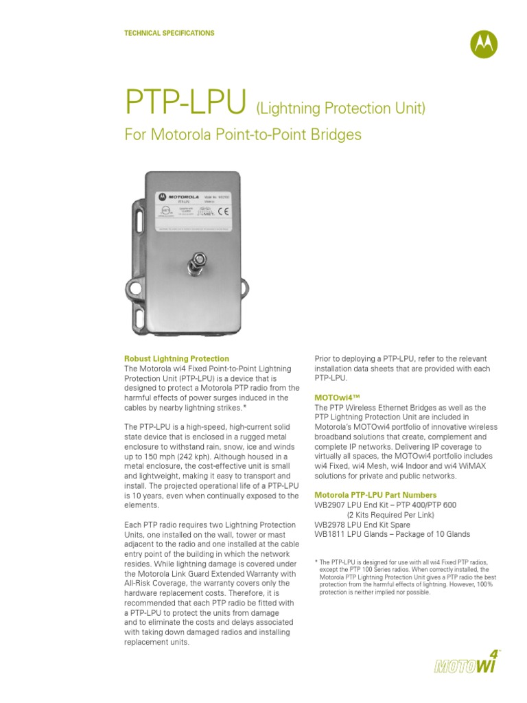 Ptp-Lpu: (Lightning Protection Unit) For Motorola Point-to-Point ...