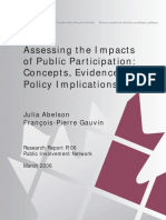 Assessing The Impacts of Public Participation: Concepts, Evidence and Policy Implications