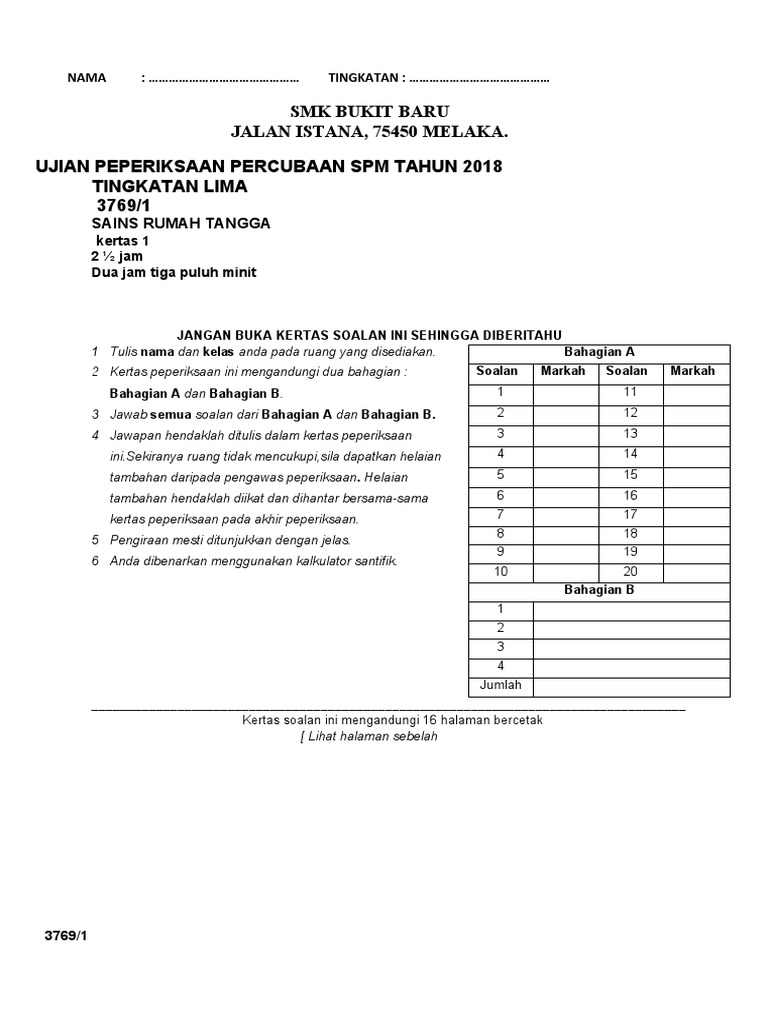 Soalan Percubaan Spm Sains Rumah Tangga Pdf
