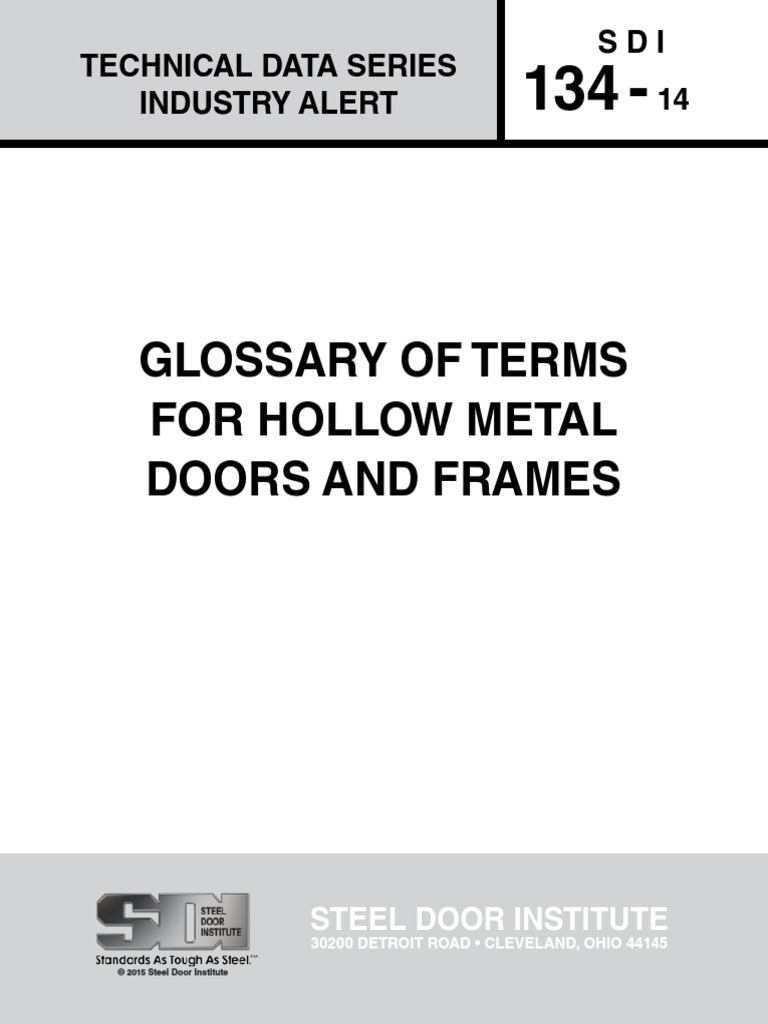Glossary of Terms For Hollow Metal Doors and Frames SDI Technical Data