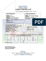 Rabies Certificate: San Pablo