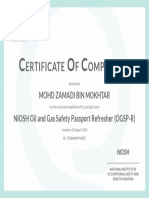 Certificate completion NIOSH oil gas safety refresher
