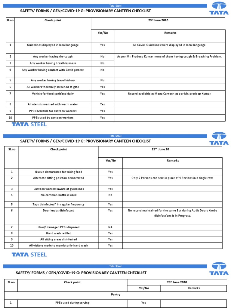 Safety/ Forms / Gen/Covid19 G Provisionary Canteen Checklist PDF