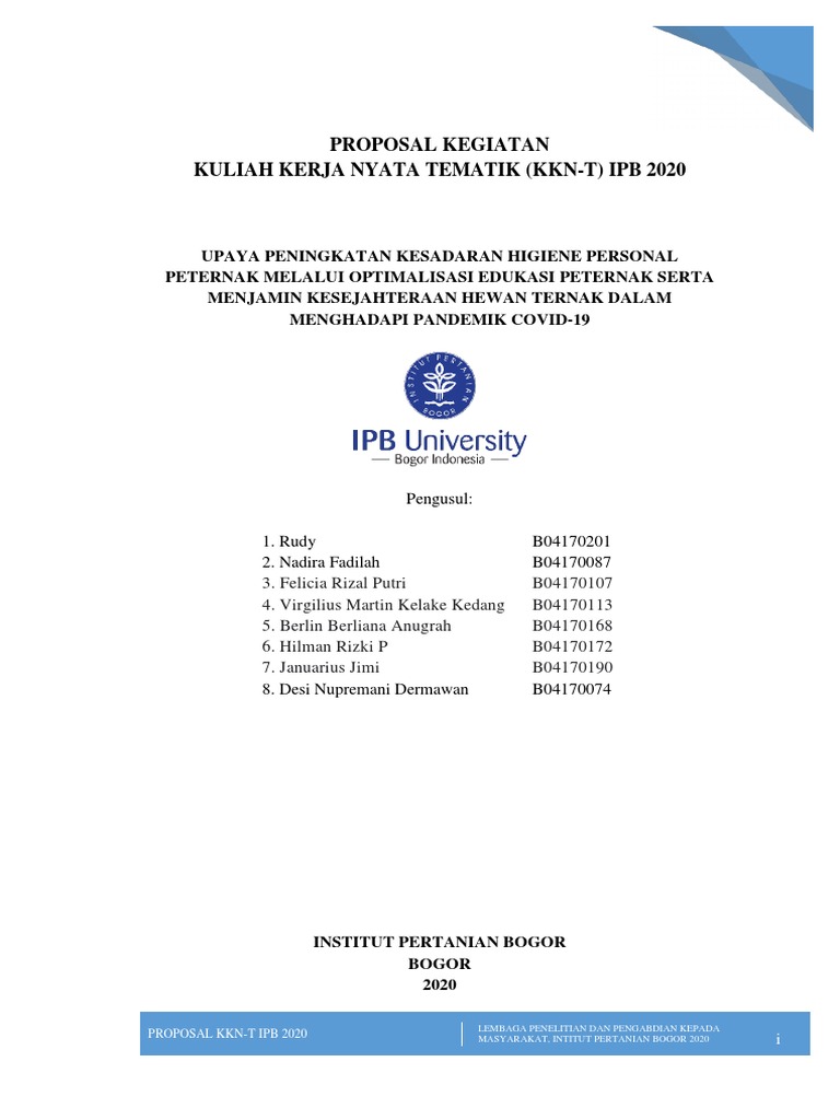 Proposal KKN Tematik IPB 2020 | PDF | Sains & Matematika