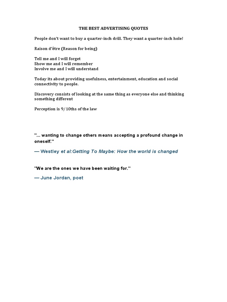 Inspiring Advertising Quotes Collection | PDF | Social Science