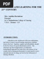 Teaching and Learning For The 21 Century: Mrs. Ambika Ravindran