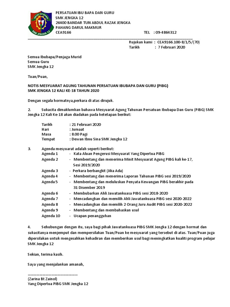 Notis Dan Usul Mesyuarat Agung 2020 Pdf