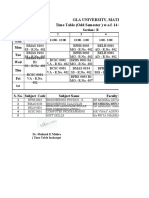Gla University, Mathura Time Table (Odd Semester) W.E.F. 14 September, 2020
