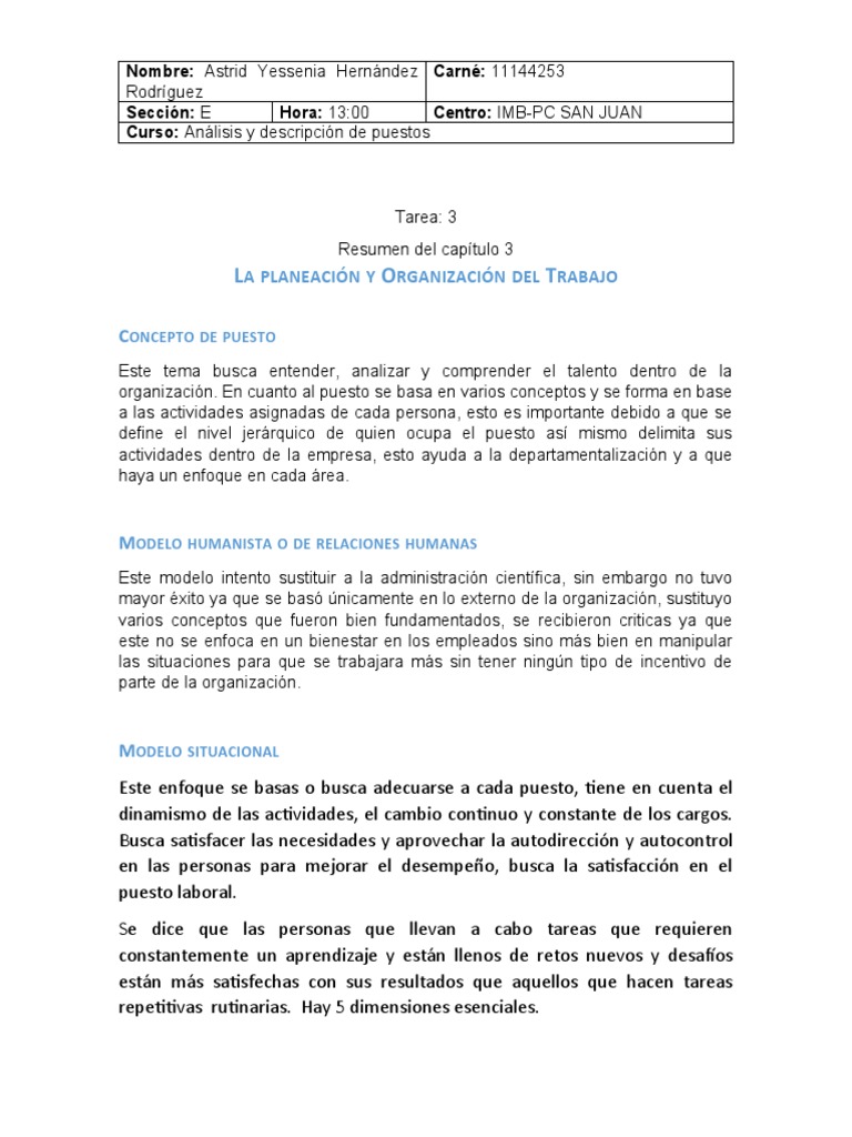 Resumen Capitulo 3 | PDF | Aprendizaje | Planificación