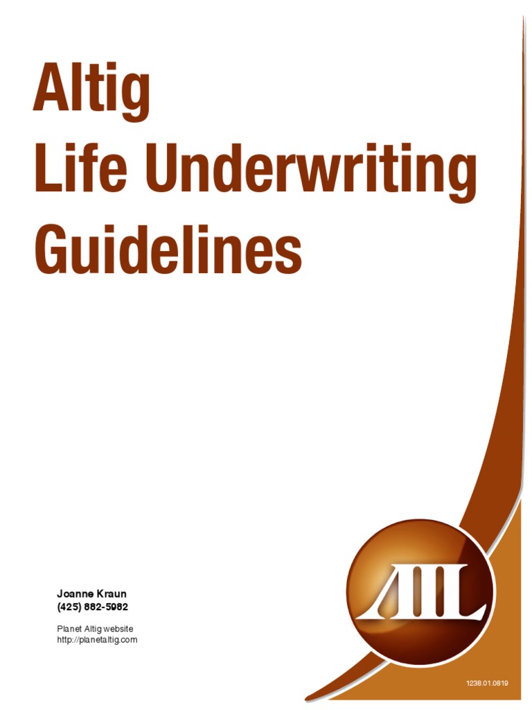 Altig Life Underwriting Guidelines PDF Respiratory Diseases Rtt