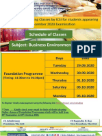 Subject: Business Environment: Schedule of Classes