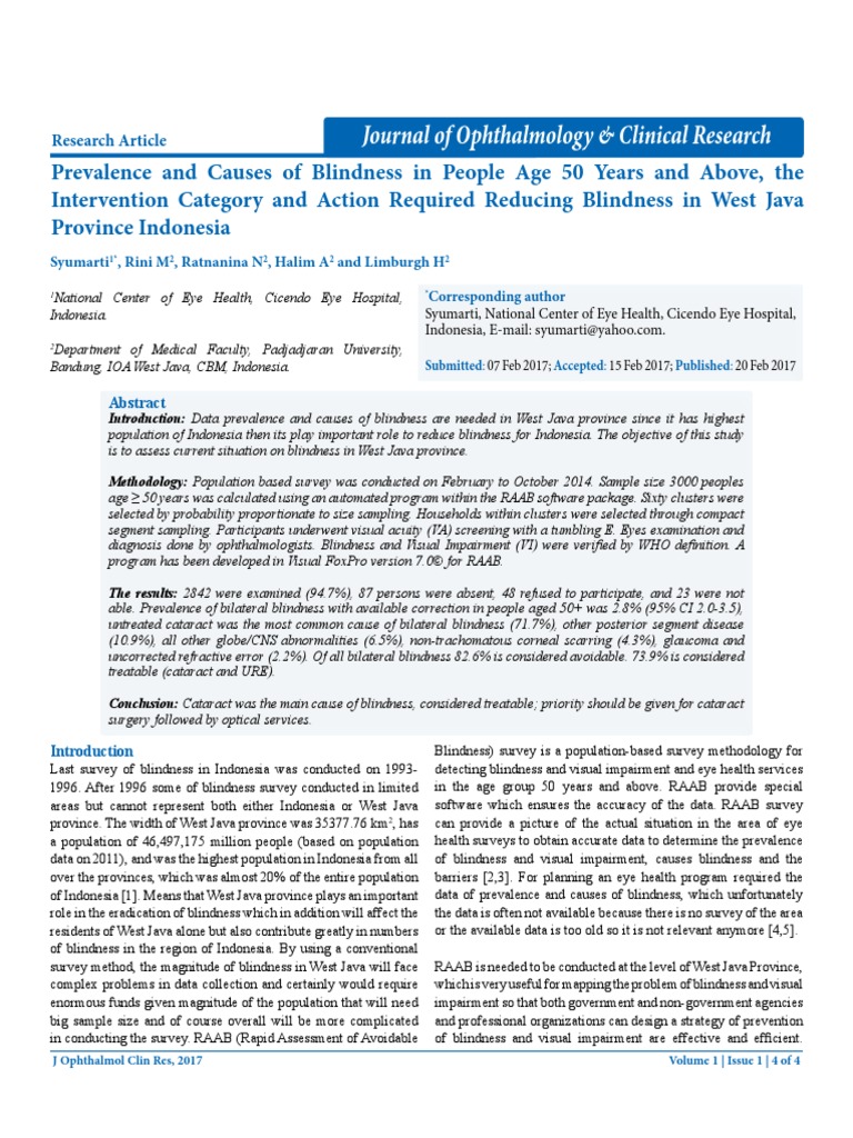 Journal of Ophthalmology & Clinical Research | PDF | Visual Impairment ...