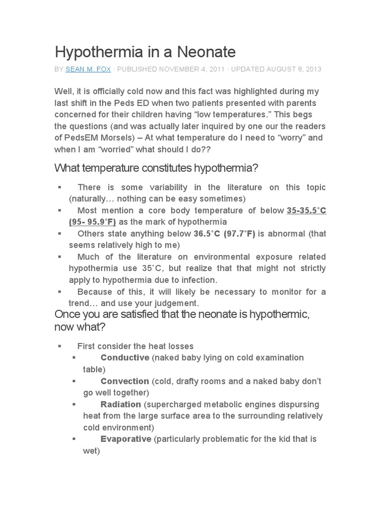 Understanding Neonatal Hypothermia Risks | PDF | Hypothermia | Infection