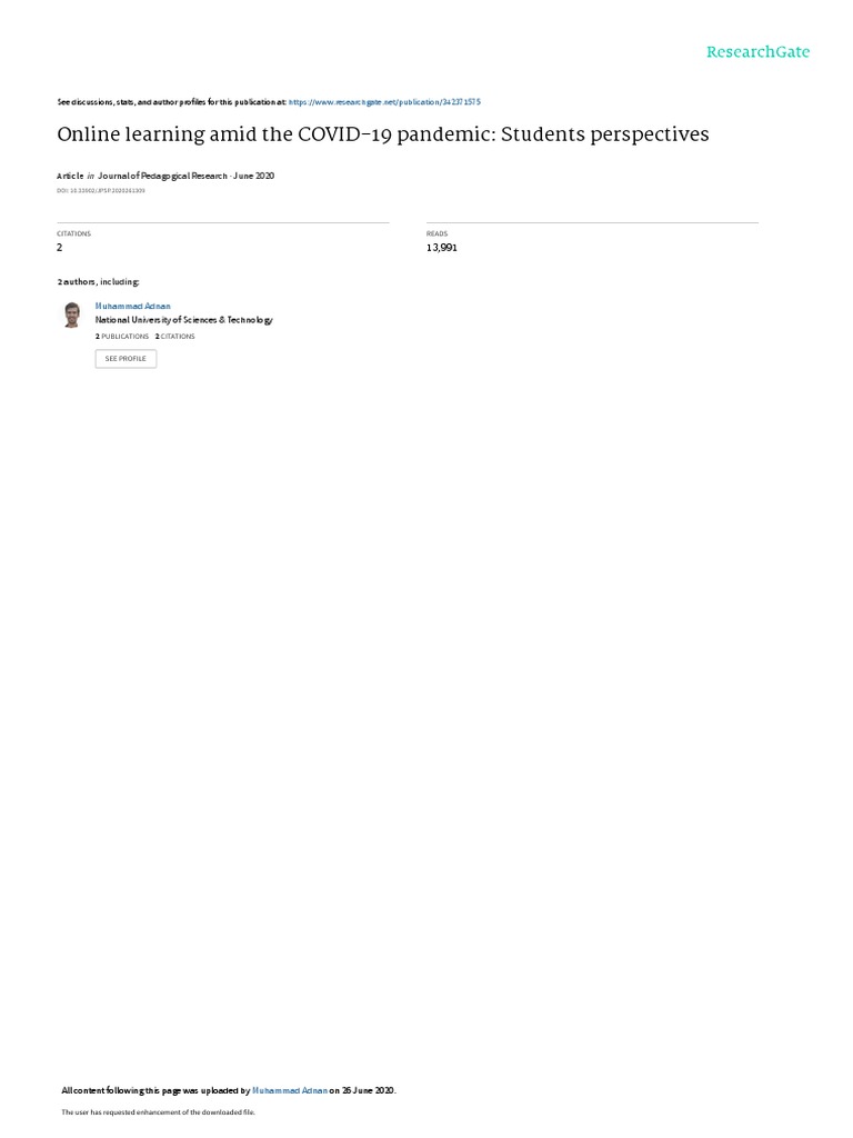 Students' Perspectives on Online Learning | PDF | Educational ...